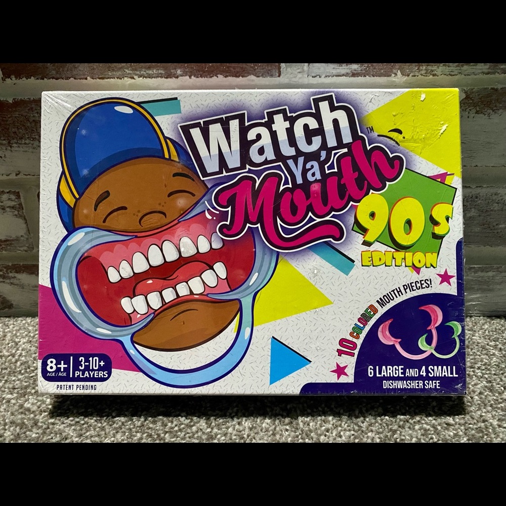 Watch Ya' Mouth 90s Edition Game Includes 10 Colored Mouth Pieces Factory Sealed